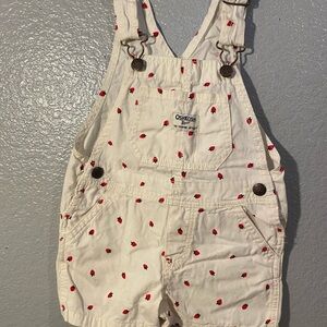 OshKosh B'gosh Cream and Red Overalls with Playful Pattern